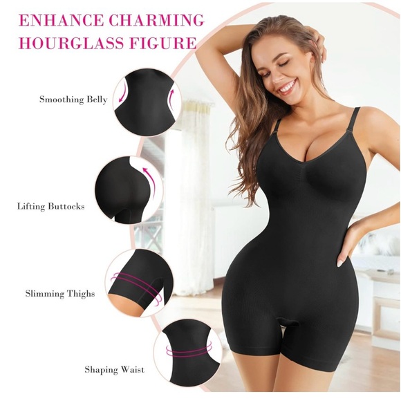 Nebility Shapewear Body Suit Adjustable Straps Seamless Black Women’s Size M/L - Picture 1 of 6